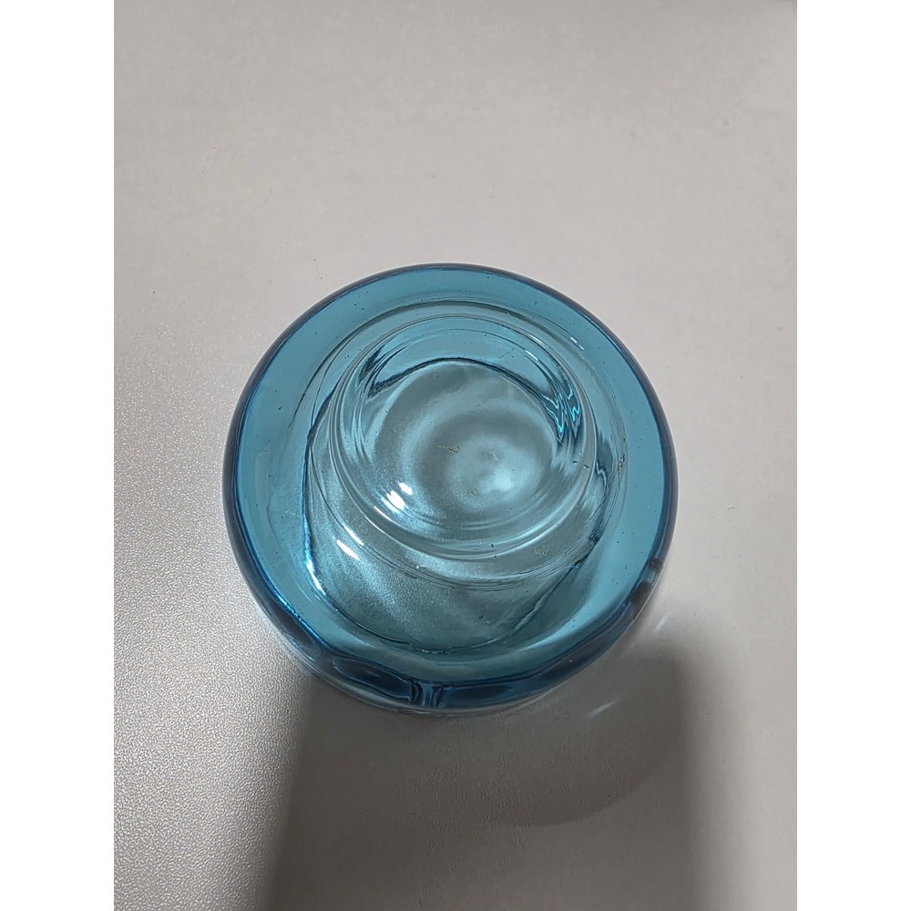 Vintage Blue Glass Ashtray | Mid Century Style | Heavy Glass | 3.75" Round - Picture 3 of 6